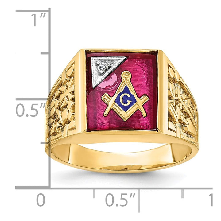 14k Two-Tone Gold IB Goodman with Lab Created Ruby and Blue Lodge Ring