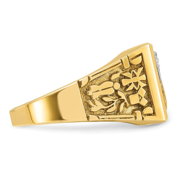 14k Two-Tone Gold IB Goodman with Lab Created Ruby and Blue Lodge Ring