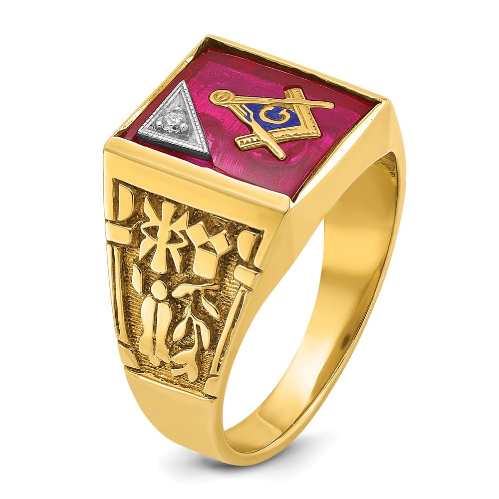14k Two-Tone Gold IB Goodman with Lab Created Ruby and Blue Lodge Ring