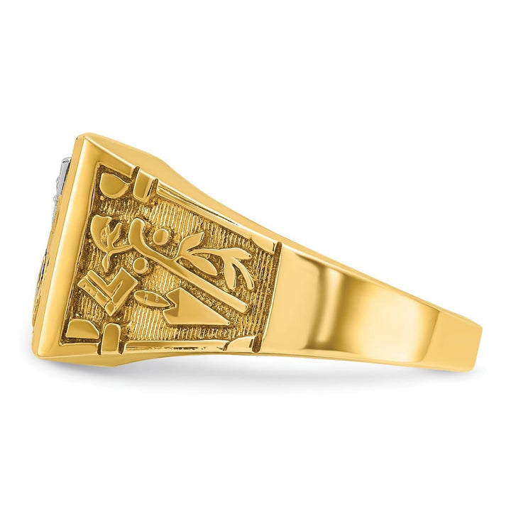 14k Two-Tone Gold IB Goodman with Lab Created Ruby and Blue Lodge Ring