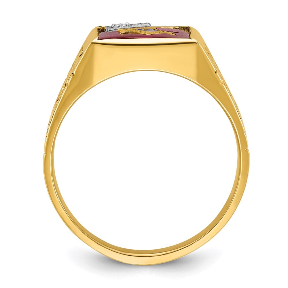 14k Two-Tone Gold IB Goodman with Lab Created Ruby and Blue Lodge Ring