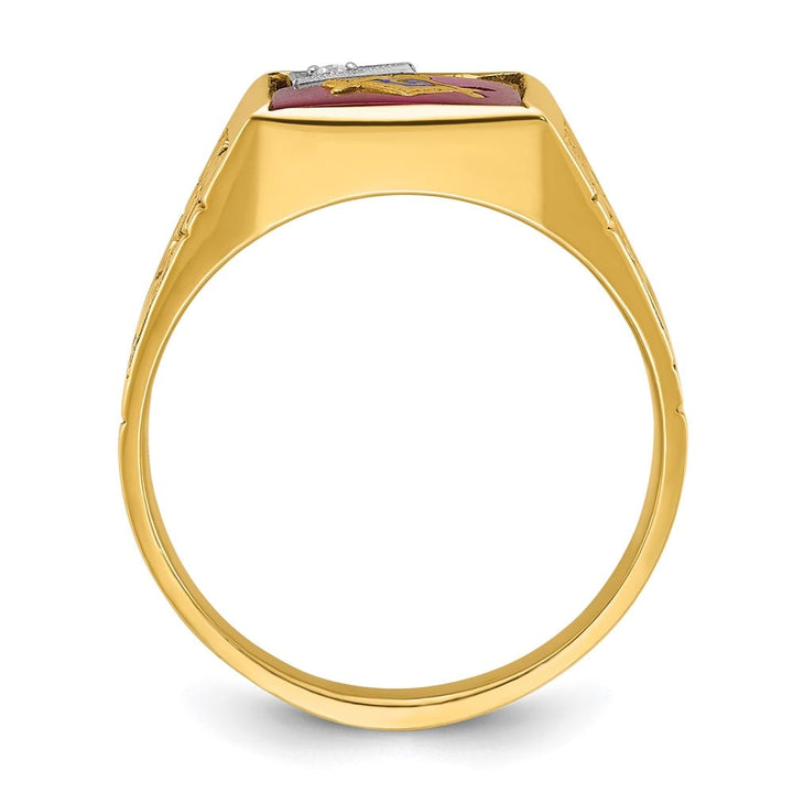 14k Two-Tone Gold IB Goodman with Lab Created Ruby and Blue Lodge Ring
