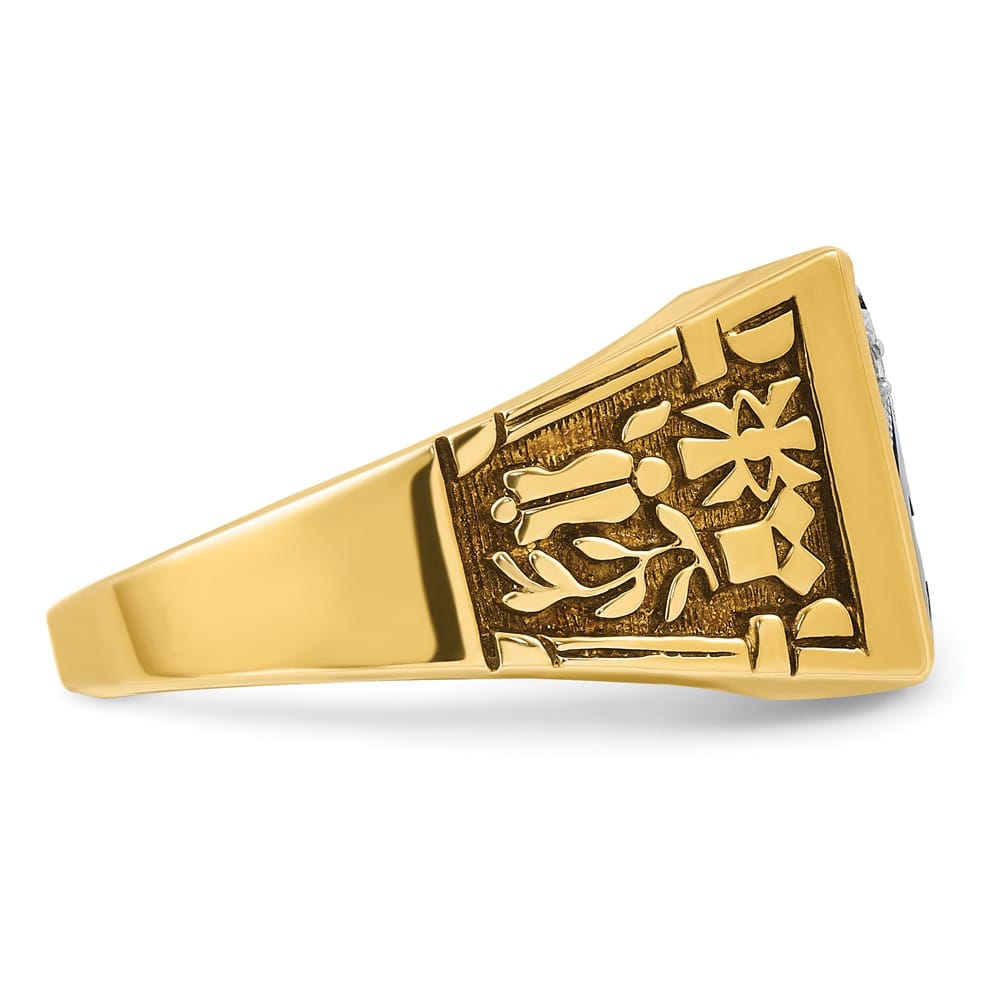 14k Two-Tone Gold IB Goodman with Lab Created Sapphire Blue Lodge Ring