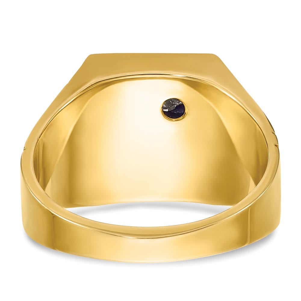 14k Two-Tone Gold IB Goodman with Lab Created Sapphire Blue Lodge Ring