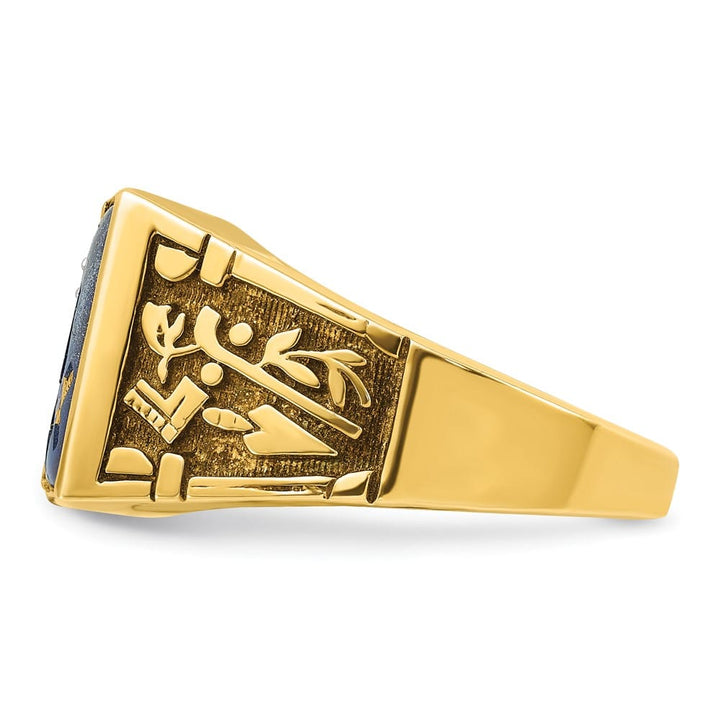 14k Two-Tone Gold IB Goodman with Lab Created Sapphire Blue Lodge Ring