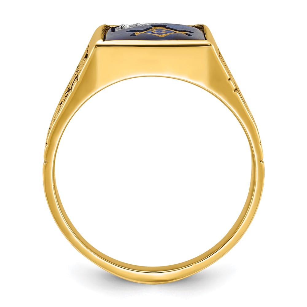 14k Two-Tone Gold IB Goodman with Lab Created Sapphire Blue Lodge Ring
