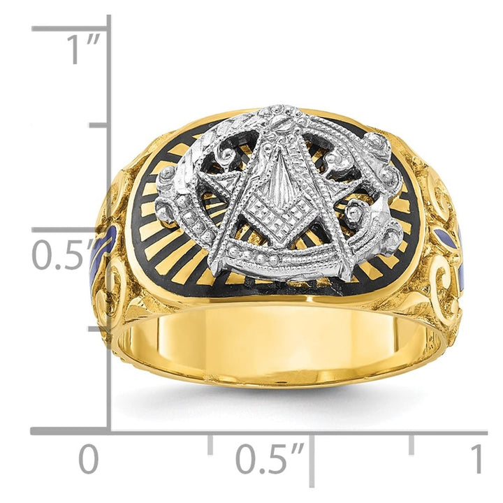 14k Two-Tone Gold IB Goodman with Multi-Color Enamel Blue Lodge Ring