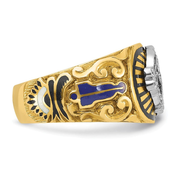 14k Two-Tone Gold IB Goodman with Multi-Color Enamel Blue Lodge Ring