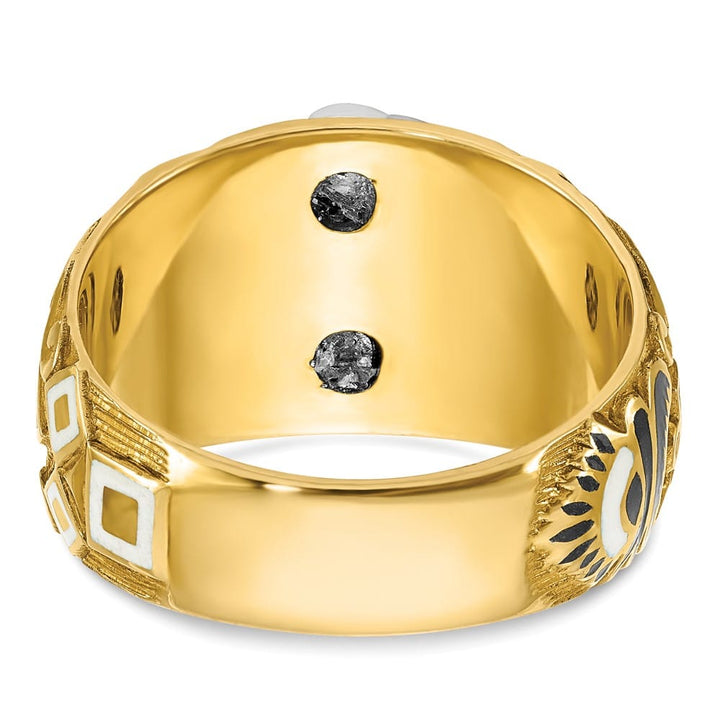 14k Two-Tone Gold IB Goodman with Multi-Color Enamel Blue Lodge Ring