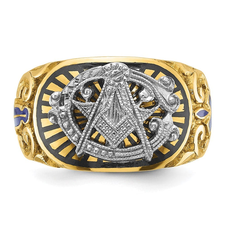 14k Two-Tone Gold IB Goodman with Multi-Color Enamel Blue Lodge Ring