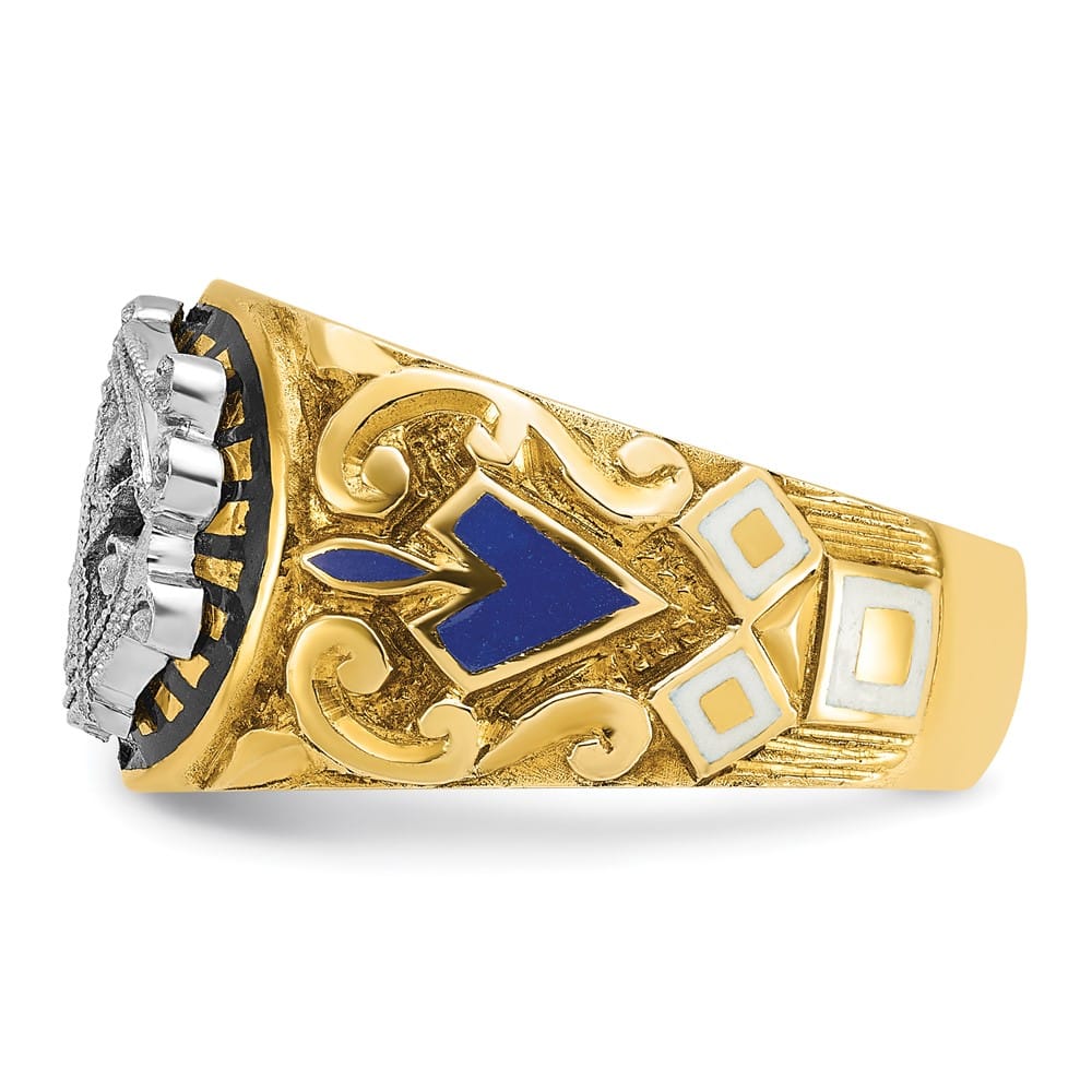 14k Two-Tone Gold IB Goodman with Multi-Color Enamel Blue Lodge Ring