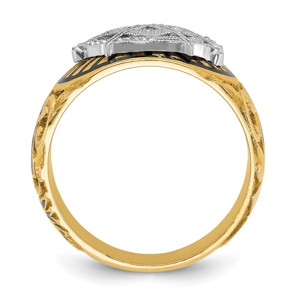 14k Two-Tone Gold IB Goodman with Multi-Color Enamel Blue Lodge Ring