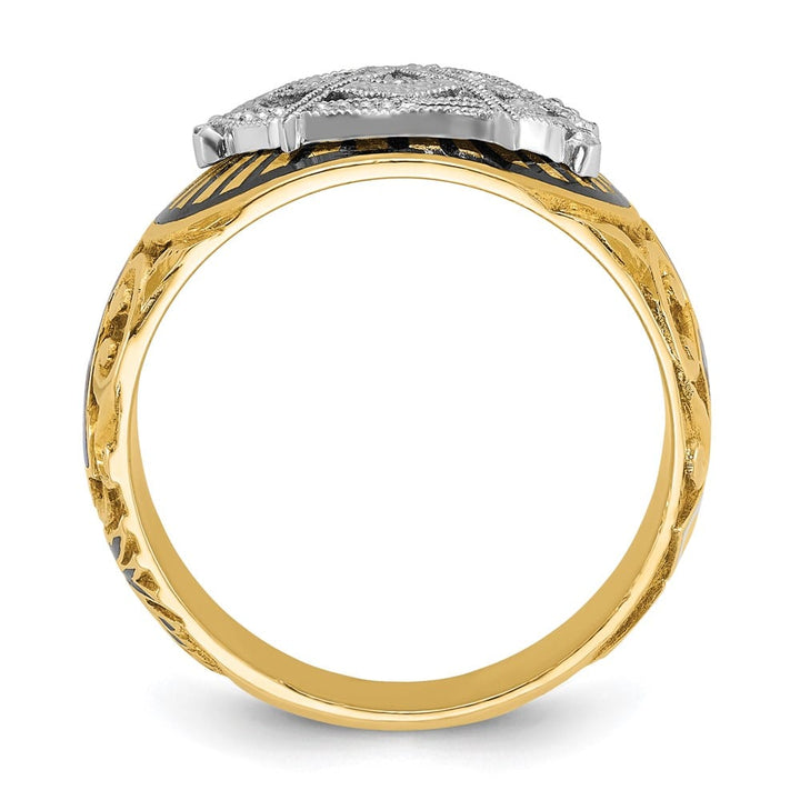 14k Two-Tone Gold IB Goodman with Multi-Color Enamel Blue Lodge Ring