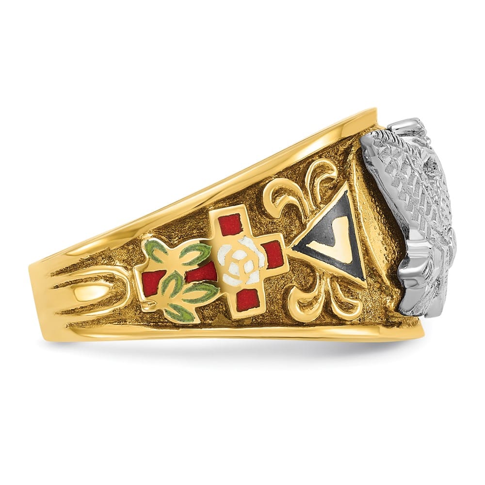14k Two-Tone Gold IB Goodman with Multi-Color Enamel Masonic Ring