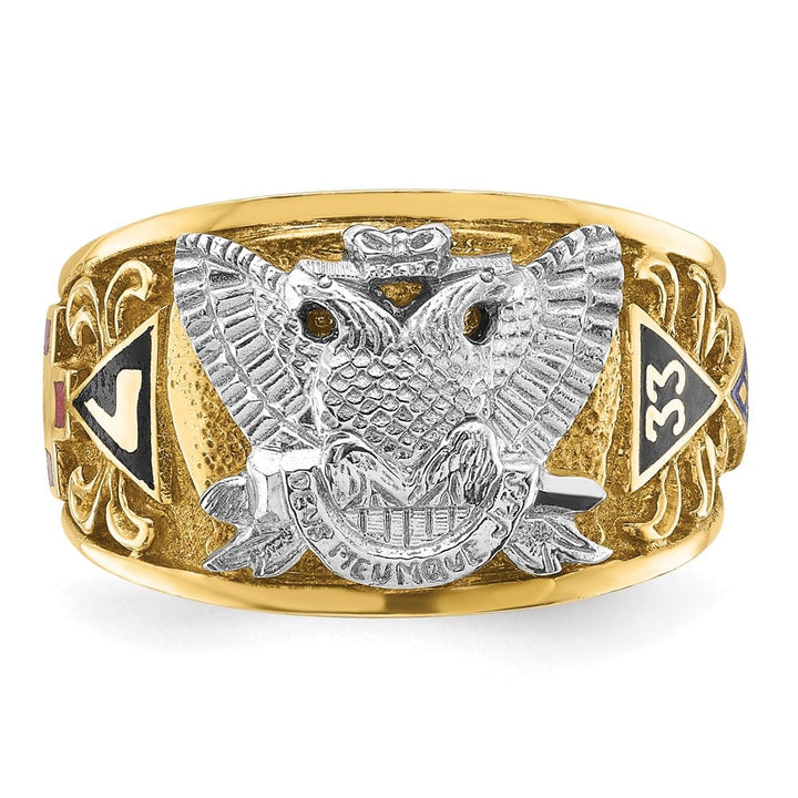 14k Two-Tone Gold IB Goodman with Multi-Color Enamel Masonic Ring
