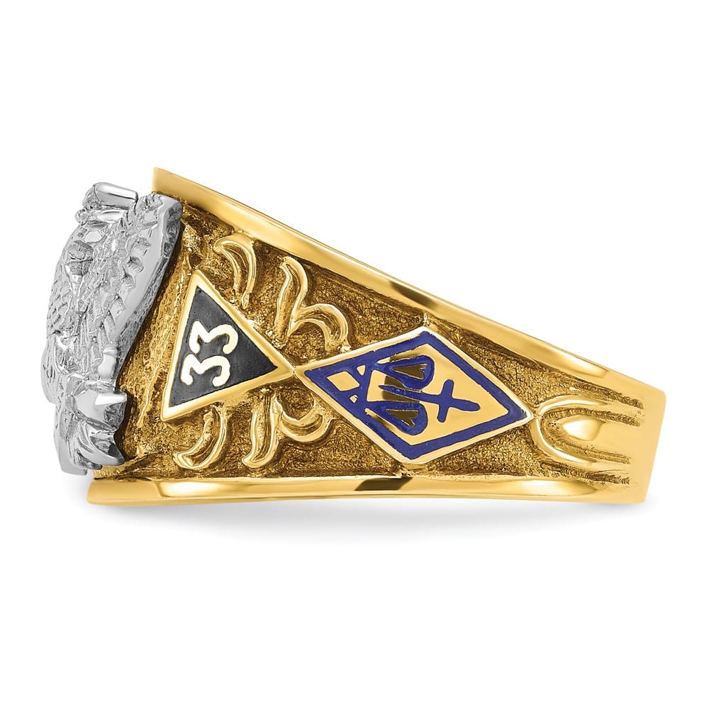 14k Two-Tone Gold IB Goodman with Multi-Color Enamel Masonic Ring