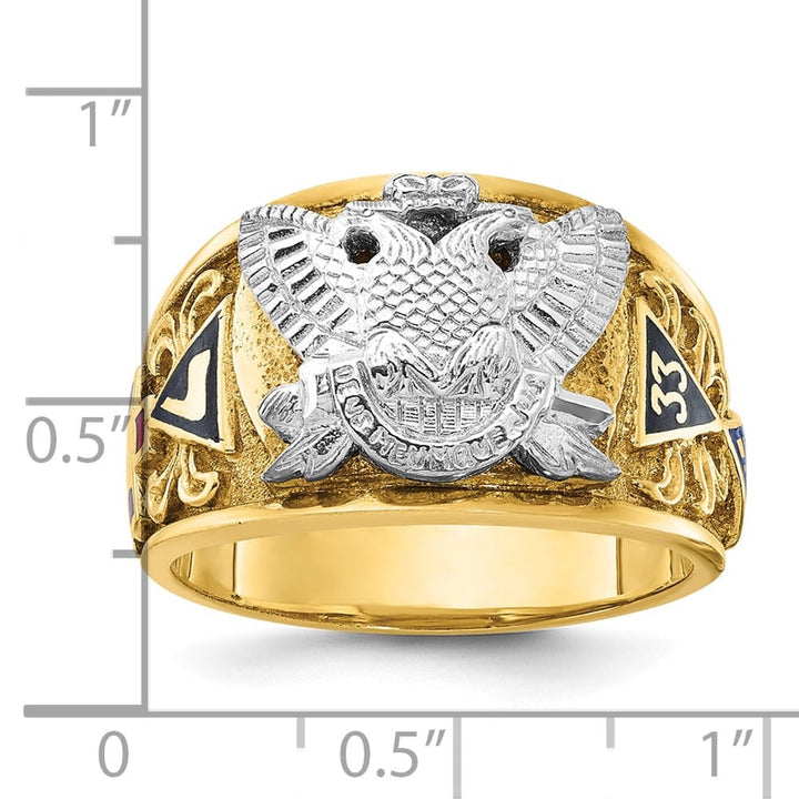 14k Two-Tone Gold IB Goodman with Multi-Color Enamel Masonic Ring