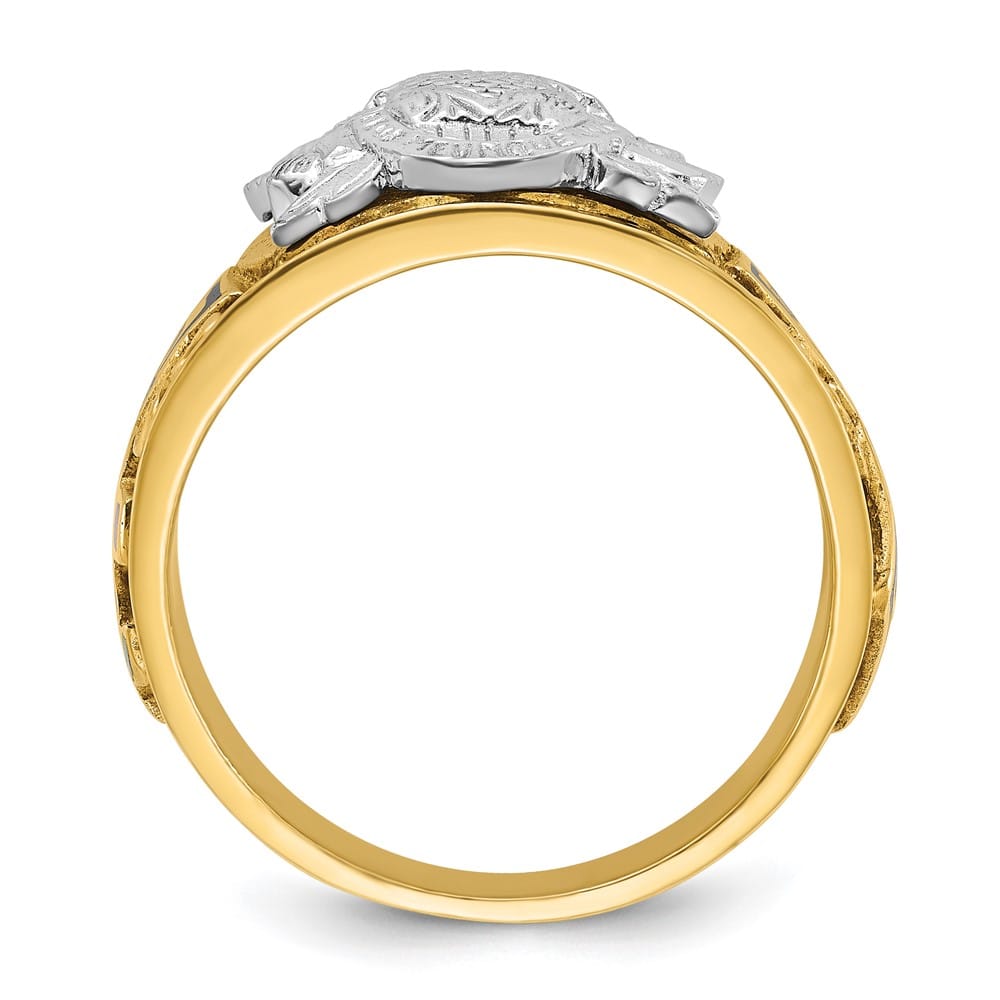 14k Two-Tone Gold IB Goodman with Multi-Color Enamel Masonic Ring