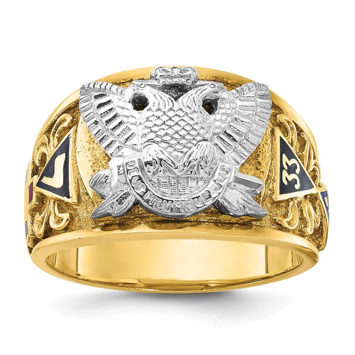 14k Two-Tone Gold IB Goodman with Multi-Color Enamel Masonic Ring