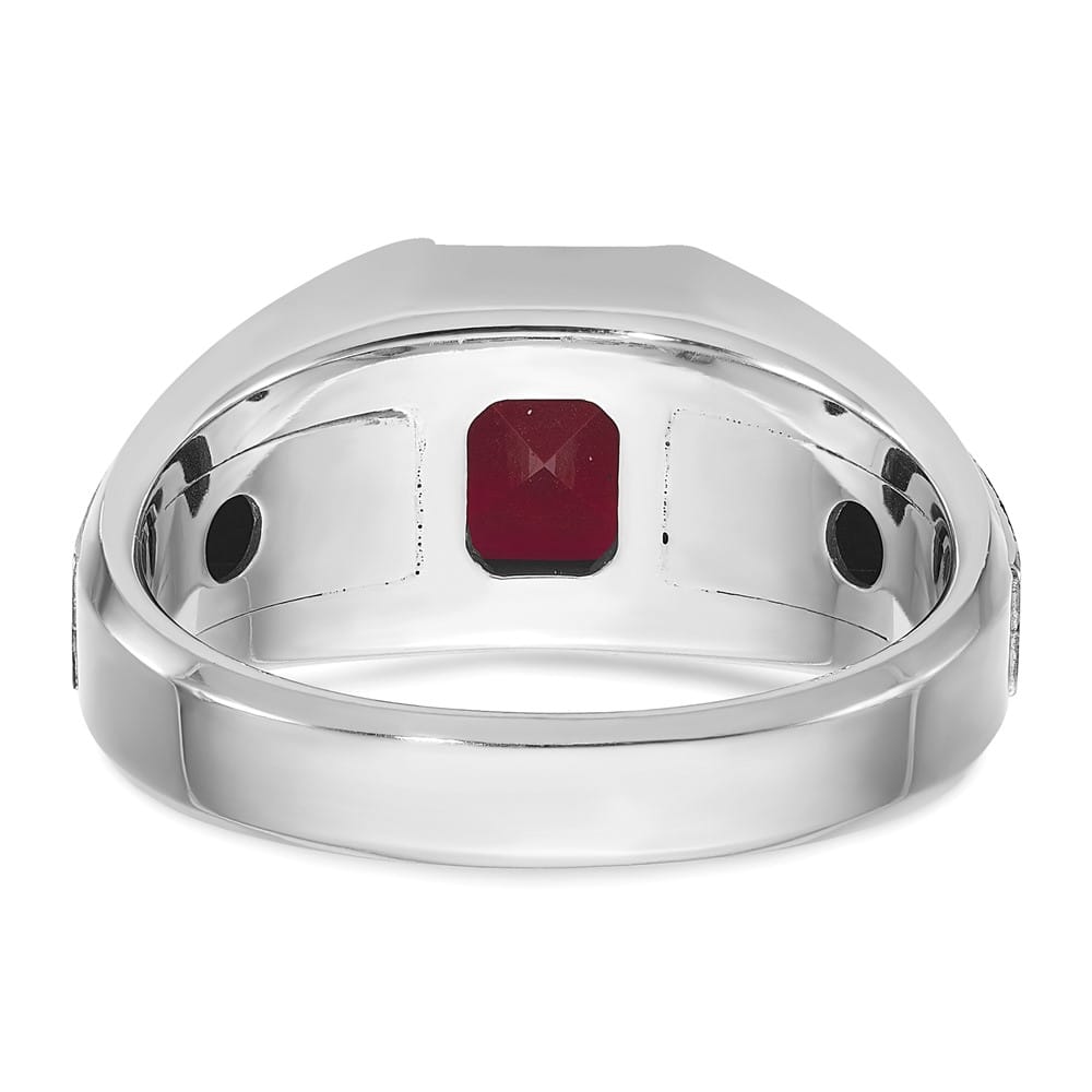 14k Two-Tone Gold Lab Created Garnet and I1 Quality Diamond Men's Ring