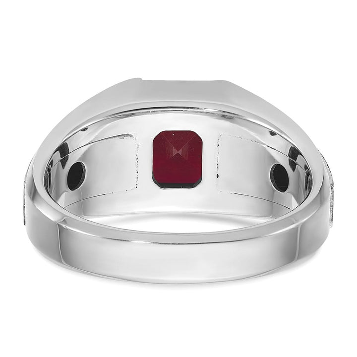 14k Two-Tone Gold Lab Created Garnet and I1 Quality Diamond Men's Ring