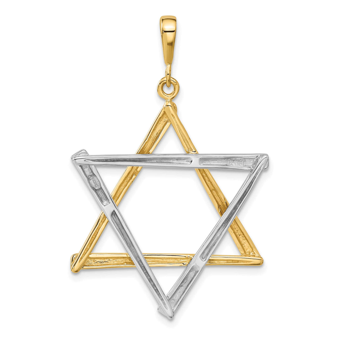 14K Two-Tone Gold Large Cut-out Star Of David Pendant