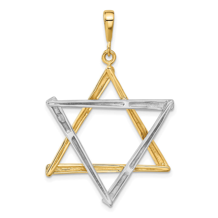 14K Two-Tone Gold Large Cut-out Star Of David Pendant