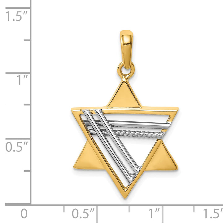 14K Two-Tone Gold Large Solid Star of David Pendant