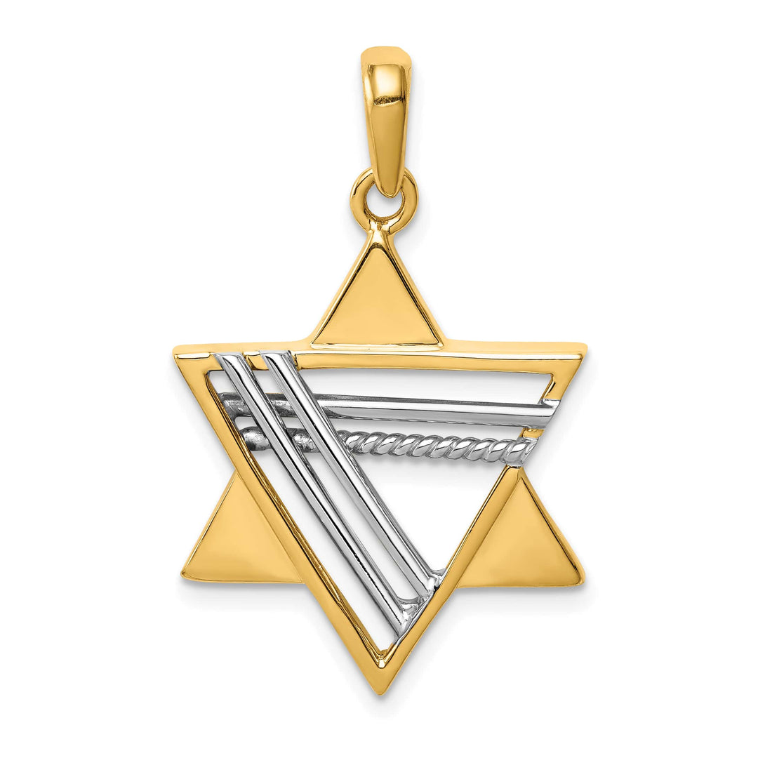 14K Two-Tone Gold Large Solid Star of David Pendant