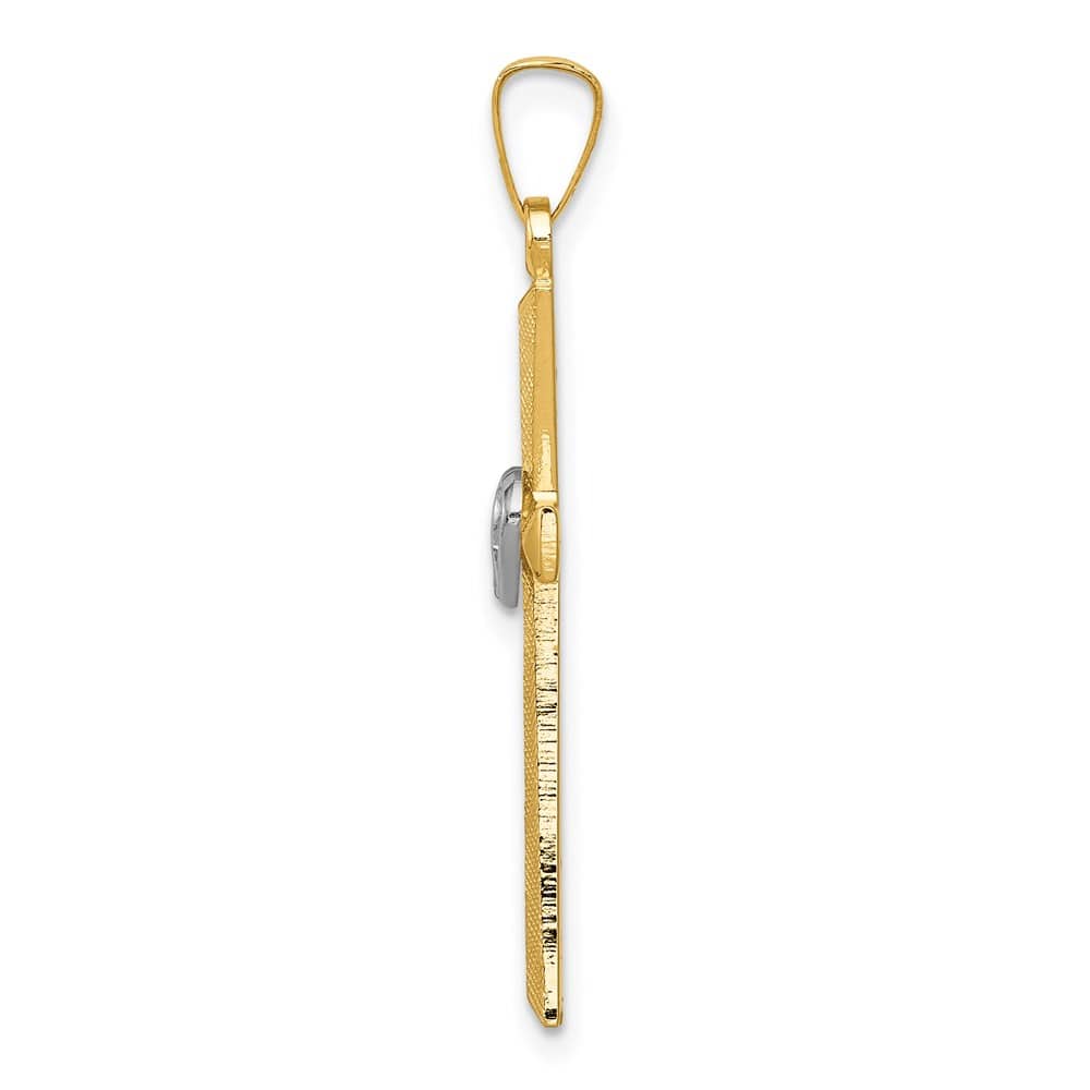 14K Two-Tone Gold Latin Cross with Hearts Pendant