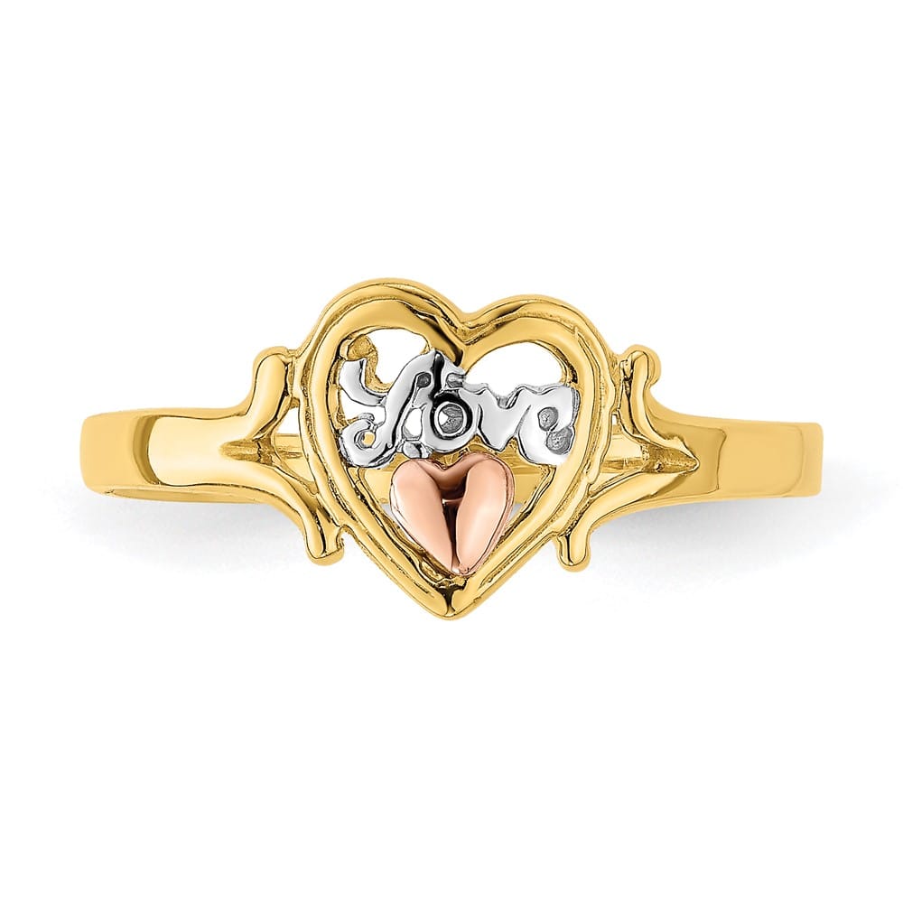 14k Two-Tone Gold Love Heart Ring