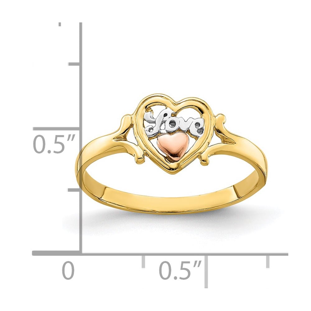 14k Two-Tone Gold Love Heart Ring
