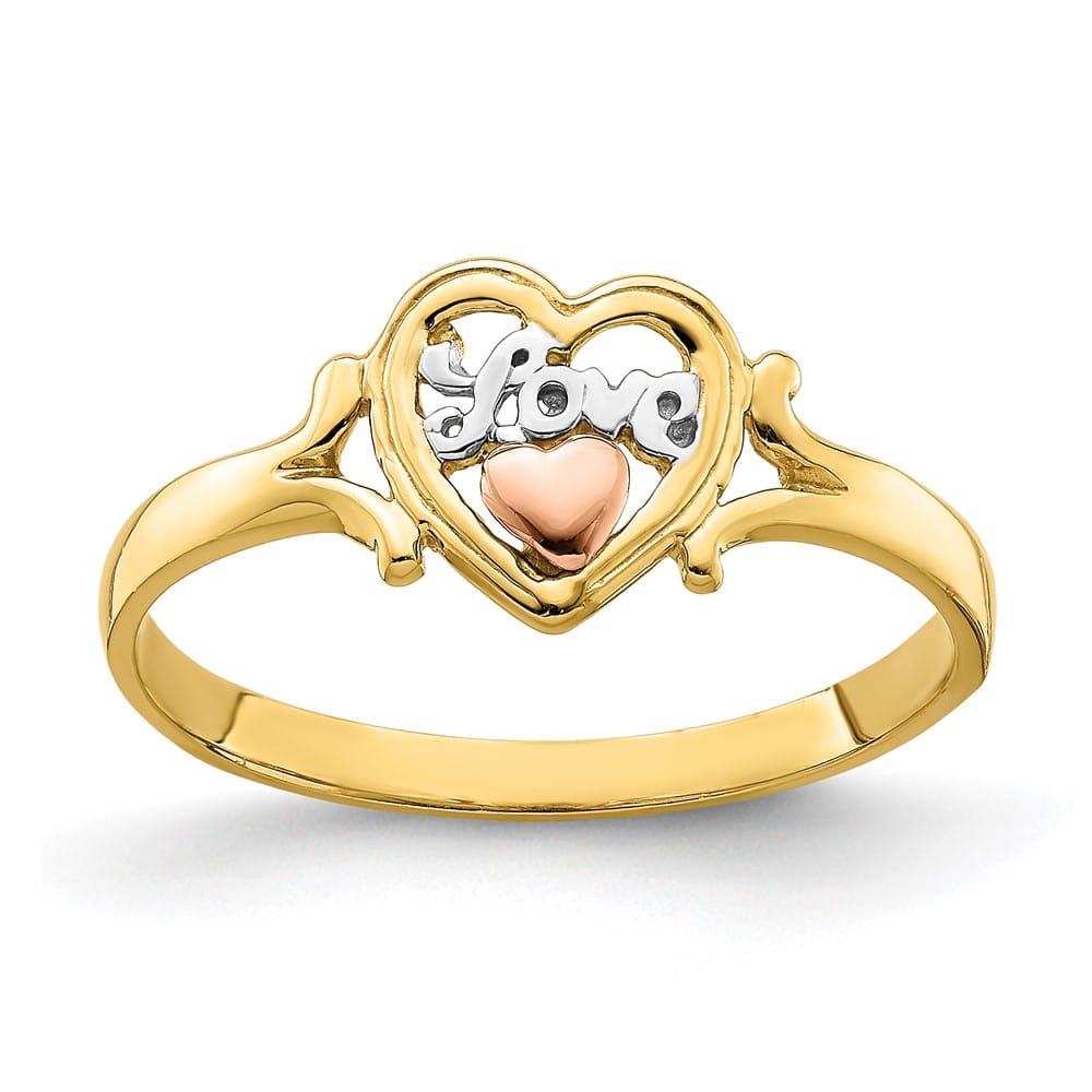 14k Two-Tone Gold Love Heart Ring