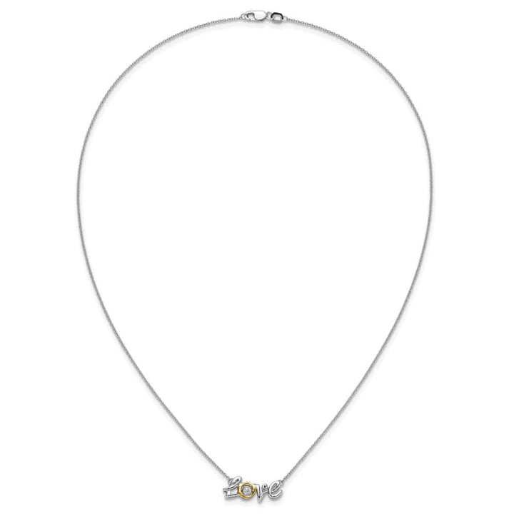 14K Two-Tone Gold LOVE Moving .03 carat Diamond 18 inch Necklace