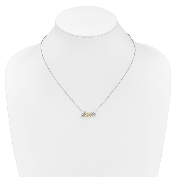 14K Two-Tone Gold LOVE Moving .03 carat Diamond 18 inch Necklace