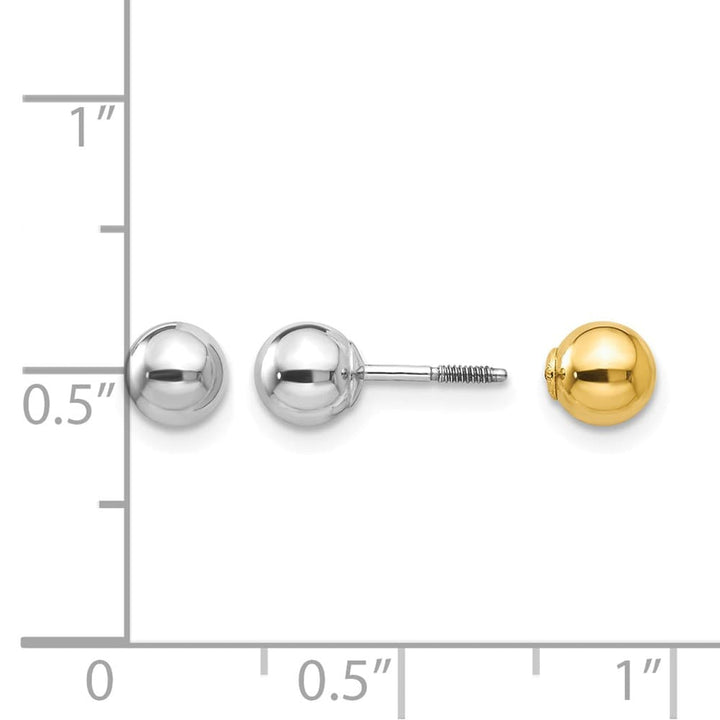14K Two-Tone Gold Madi K Reversible 5mm Ball Screwback Post Earrings, view 5 of 6