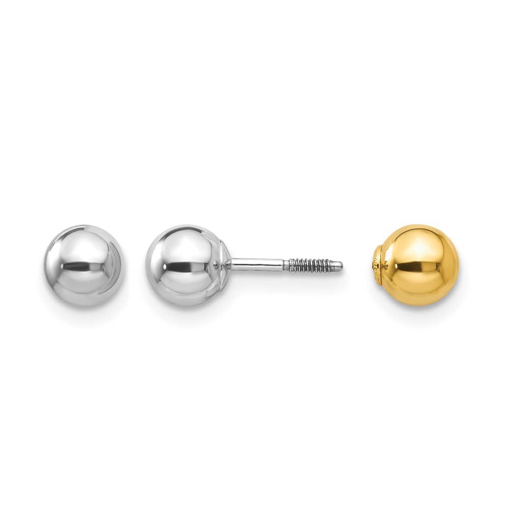 14K Two-Tone Gold Madi K Reversible 5mm Ball Screwback Post Earrings, view 1 of 6