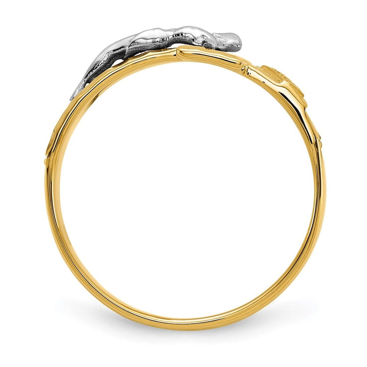 14k Two-Tone Gold Men's Polished and D.C. Crucifix Ring