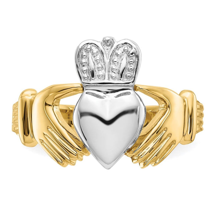 14k Two-Tone Gold Men's Polished Claddagh Ring