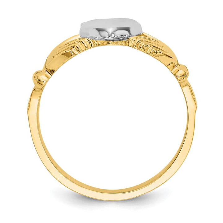14k Two-Tone Gold Men's Polished Claddagh Ring