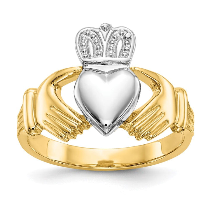 14k Two-Tone Gold Men's Polished Claddagh Ring