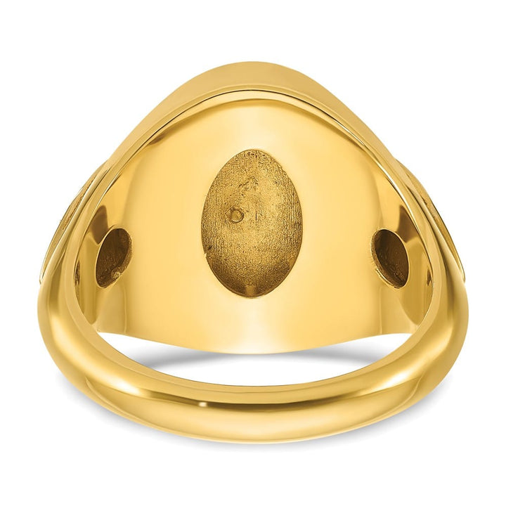14k Two-Tone Gold Oval Blue Agate Men's Ring