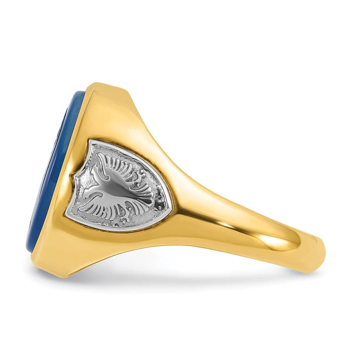 14k Two-Tone Gold Oval Blue Agate Men's Ring