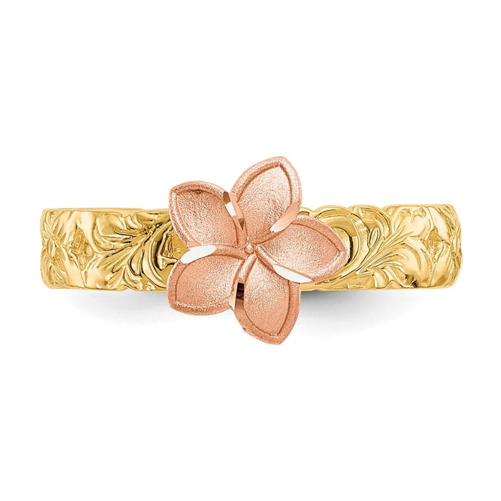 14k Two-Tone Gold Plumeria Ring Refundable Stock Size 3 Only