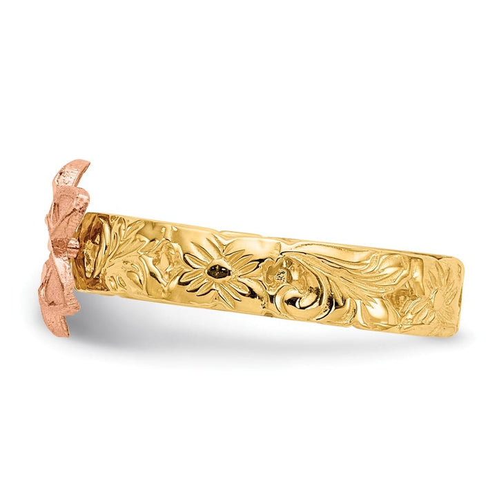 14k Two-Tone Gold Plumeria Ring Refundable Stock Size 3 Only