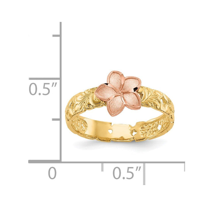 14k Two-Tone Gold Plumeria Ring Refundable Stock Size 3 Only
