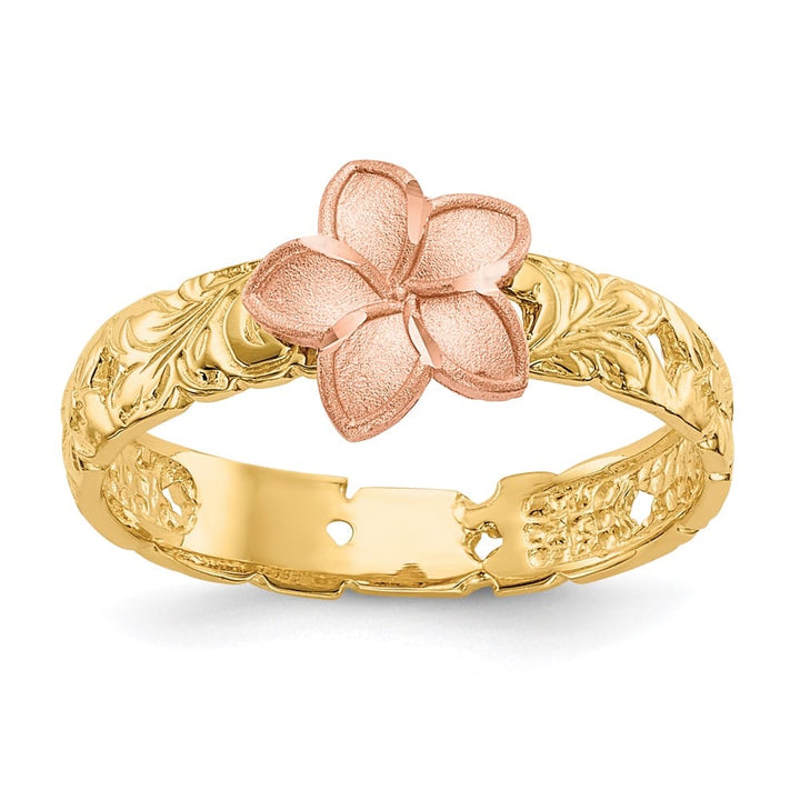 14k Two-Tone Gold Plumeria Ring Refundable Stock Size 3 Only