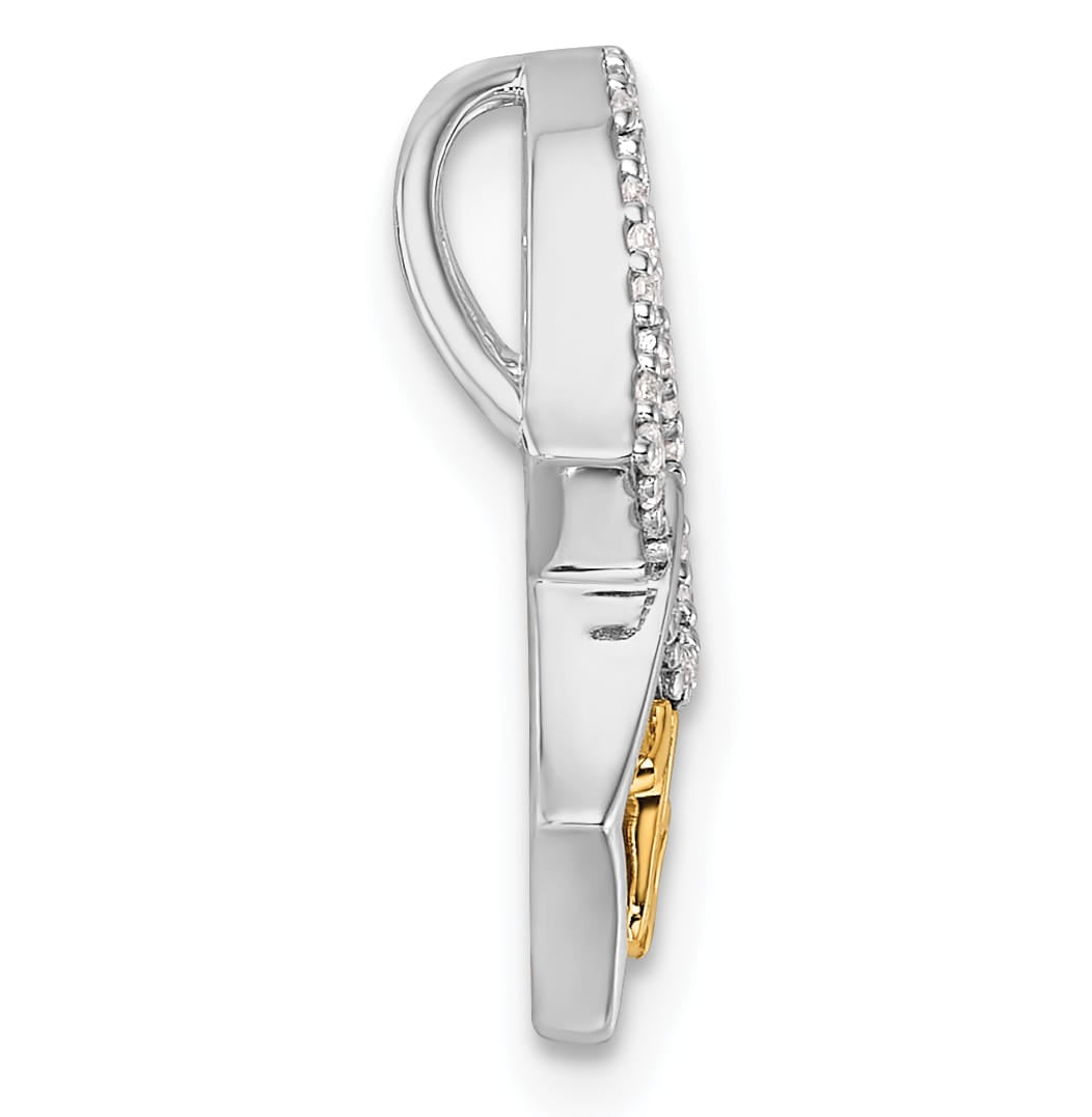 14K Two-Tone Gold Polished 1/15 carat Diamond Quinceanera 15 Heart