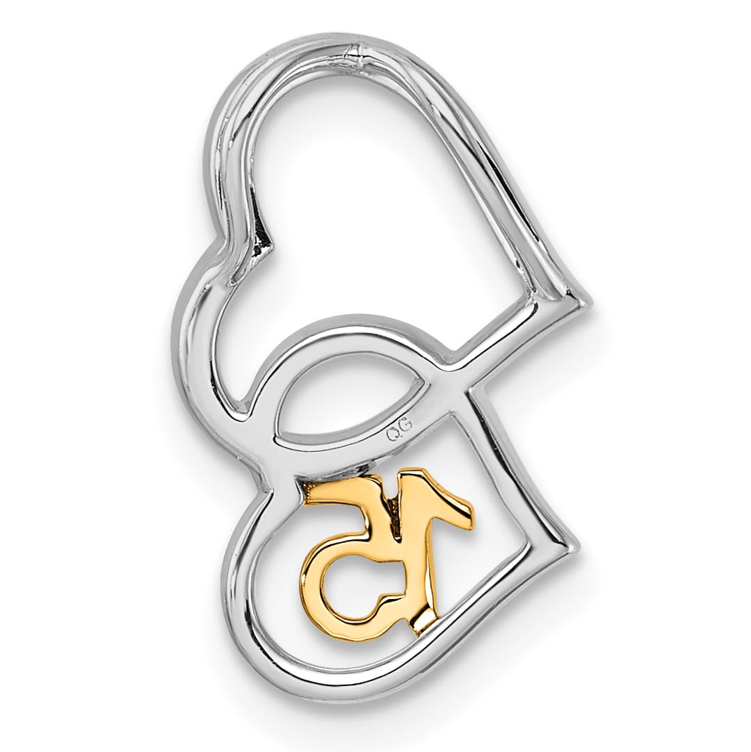 14K Two-Tone Gold Polished 1/15 carat Diamond Quinceanera 15 Heart