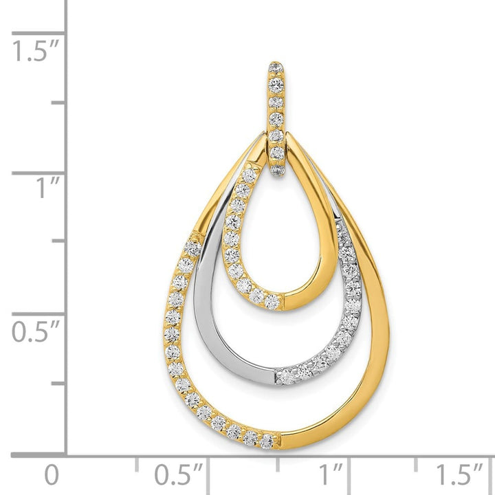 14K Two-Tone Gold Polished 1/2 ct Diamond Triple Teardrop Pendant